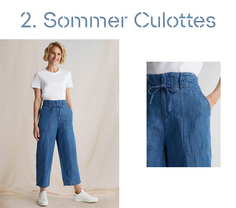 Mit Leinen Culotte Aus Leichtem Denim