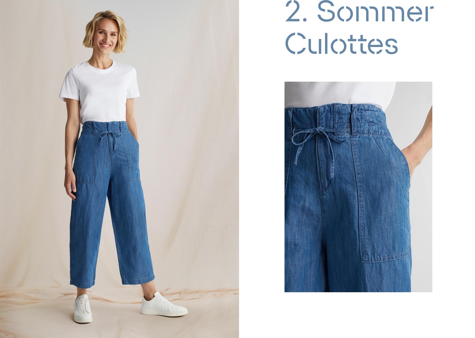 Mit Leinen Culotte Aus Leichtem Denim