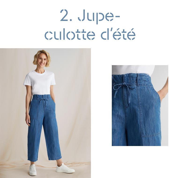 À Teneur En Lin La Jupe Culotte En Denim Léger