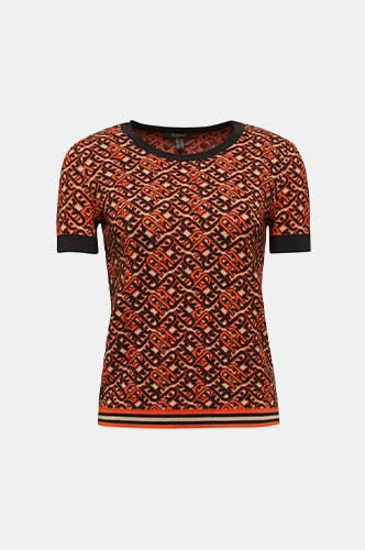 Kurzarm Pullover Im Jacquard Look