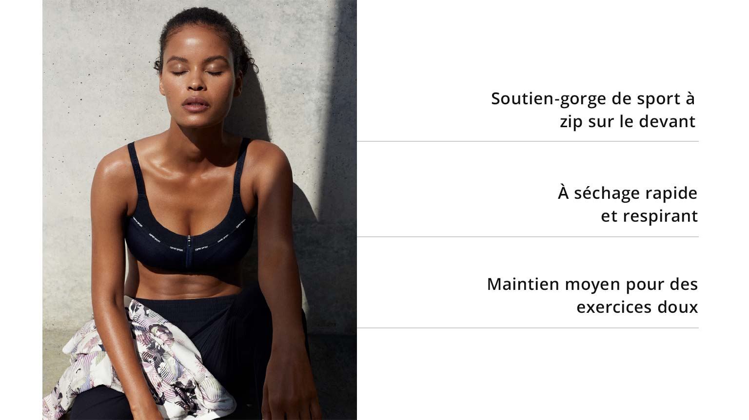 Soutien-gorge de sport à zip sur le devant 