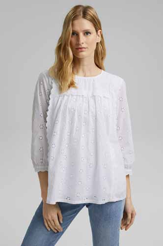 Blouse Met Broderie 100 Biologisch Katoen