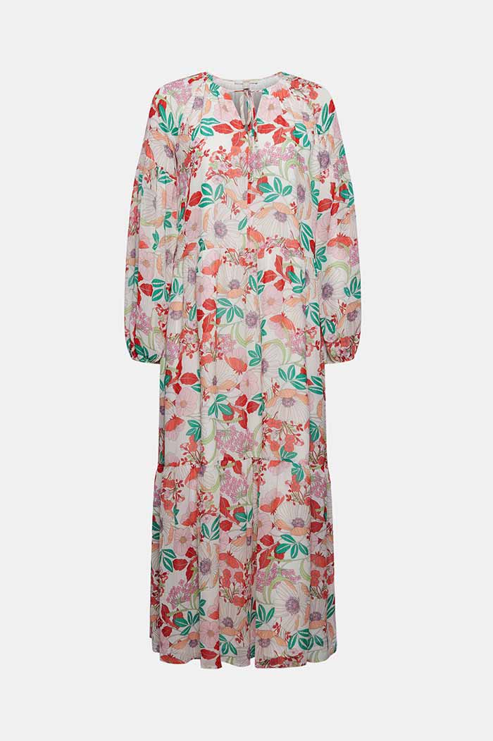 Robe Maxi Longueur À Volant Et Imprimé