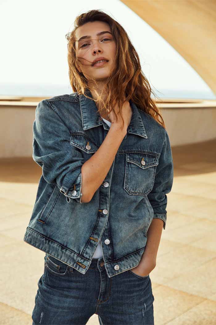 Veste En Jean De Coupe Boyfriend Coton Bio