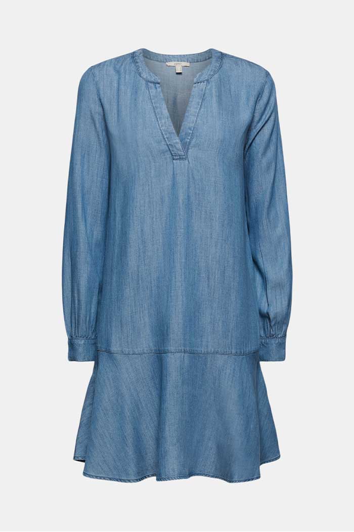 En Tencel™ La Robe En Denim À Volants