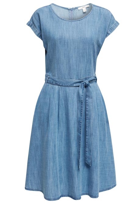 Aus Tencel™ Kleid In Denim Optik Mit Gürtel