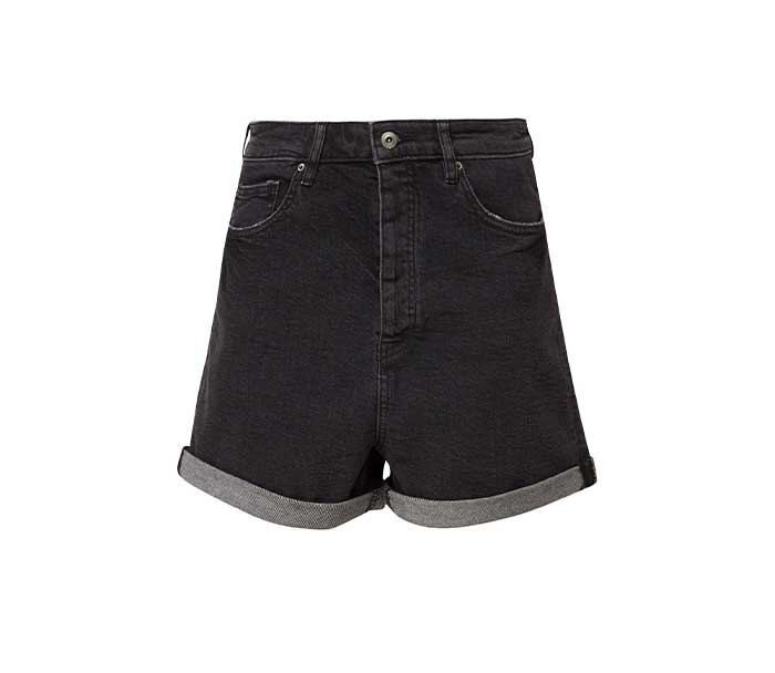 Short Taille Haute En Denim Noir